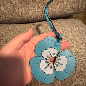 Furla Turquoise and Gray Leather Flower bag charm